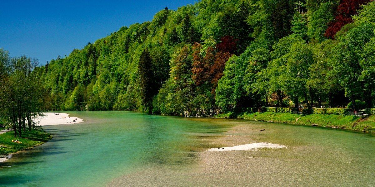 Blick von Isarsteg auf die Isar, © Unbekannt Blick von Isarsteg auf die Isar, © Unbekannt