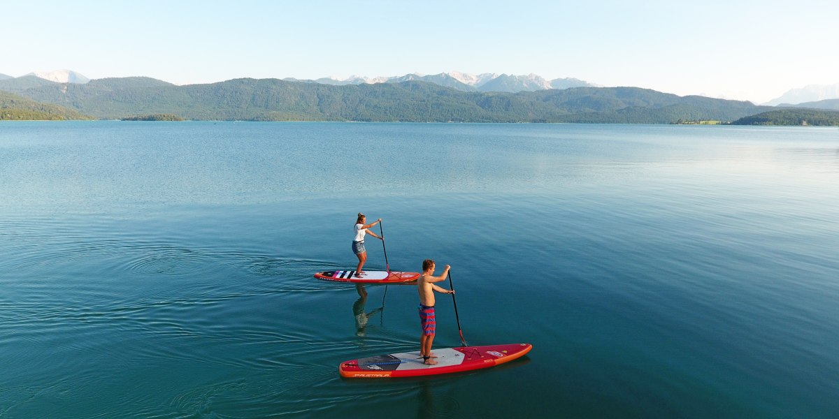 SUP am Walchensee, © Tourist Information Kochel a. See, Daniel Weickel SUP am Walchensee, © Tourist Information Kochel a. See, Daniel Weickel