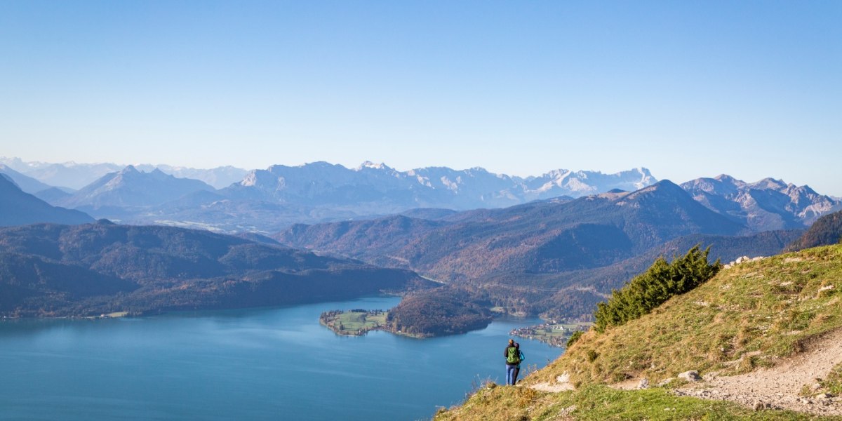 Abstieg vom Jochberg mit Blick auf dem Walchensee, © Tourist Information Kochel a. See Abstieg vom Jochberg mit Blick auf dem Walchensee, © Tourist Information Kochel a. See