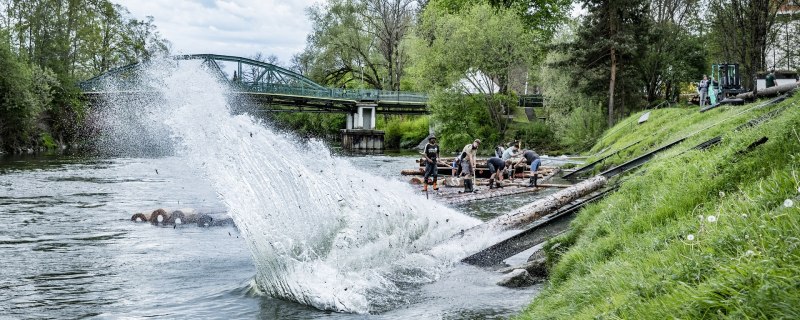Neues Baumaterial für's Isarfloß, © Stadt Wolfratshausen|Adrian Greiter Neues Baumaterial für's Isarfloß, © Stadt Wolfratshausen|Adrian Greiter