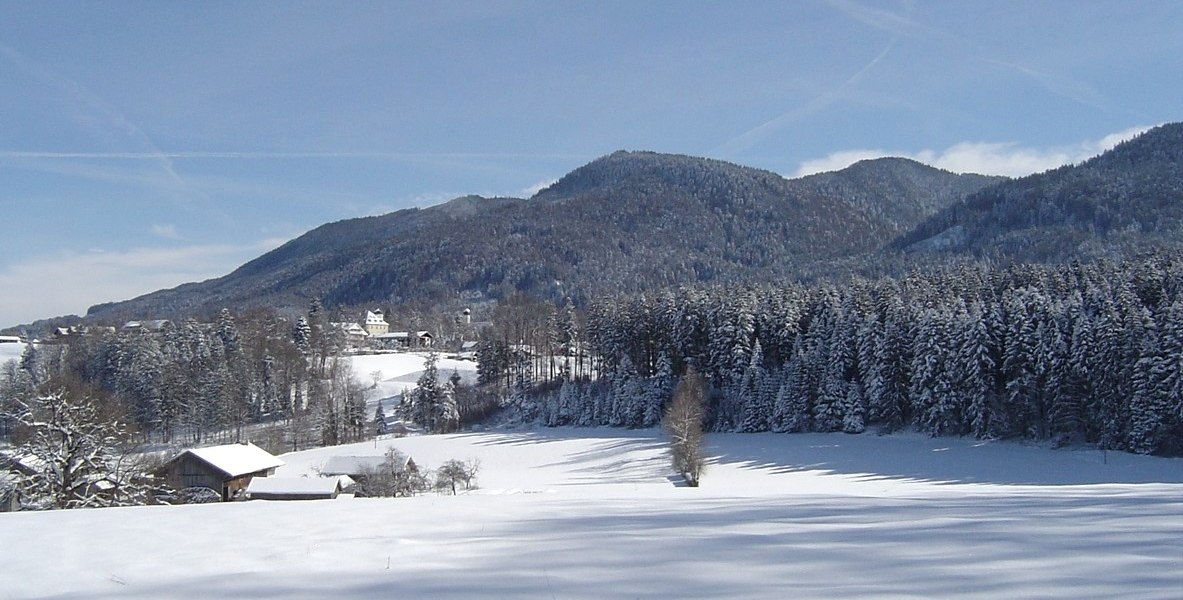 Azussicht von der Schönau nach Bad Heilbrun und den Hausbergen, © Unbekannt Azussicht von der Schönau nach Bad Heilbrun und den Hausbergen, © Unbekannt