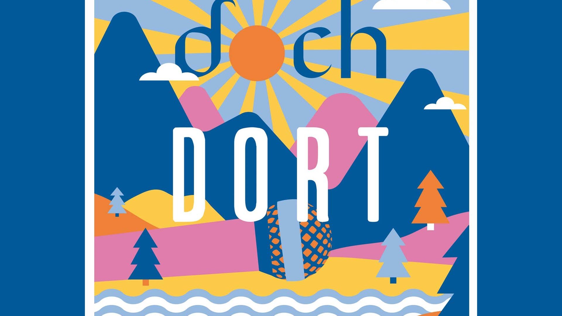 Das Logo des Podcasts "Dochdort" zeigt in poppigen Farben eine von der Sonne beschienene gezeichnete Berglandschaft mit einem pink -orange-hellblauen Mikrophon., © doch dort Das Logo des Podcasts "Dochdort" zeigt in poppigen Farben eine von der Sonne beschienene gezeichnete Berglandschaft mit einem pink -orange-hellblauen Mikrophon., © doch dort