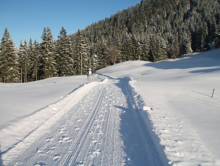 gewalzter Winterwanderweg zur Lenggrieser Hütte, © Lenggrieser Hütte