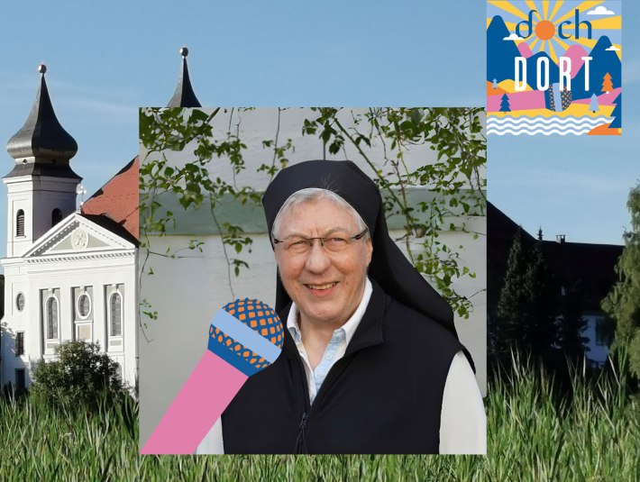 SchwesterJosfea Thusbaß im Gespräch beim Podcast  dochdort, © dochDort|Lisa Steinbacher + Archiv Tölzer Land Tourismus|Kirschenhofer