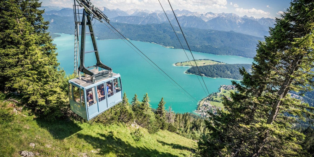 Herzogstandbahn über dem Walchensee, © Tourist Information Kochel a. See