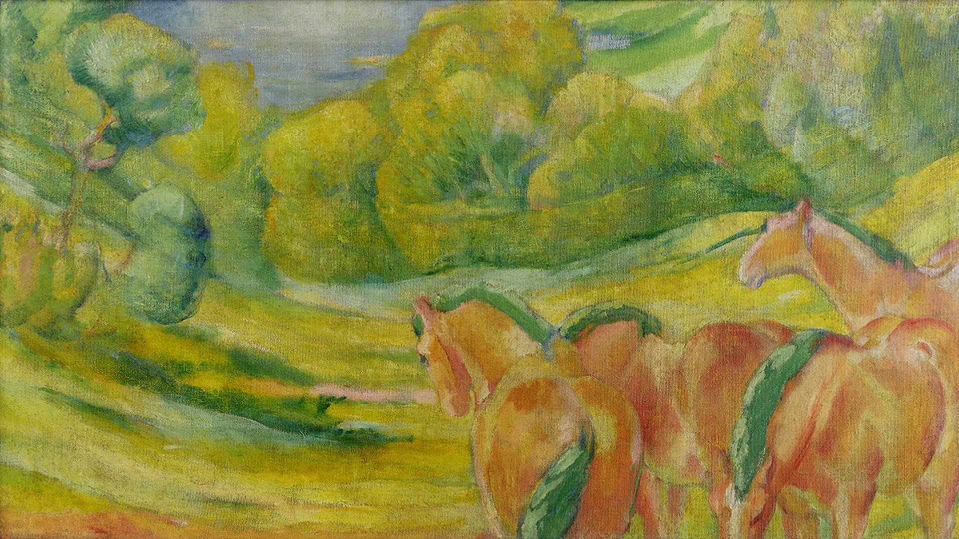 Franz Marc - Gro&szlig;e Landschaft I, 1910
Franz Marc Museum, Kochel a. See
Stiftung Etta und Otto Stangl
Foto: collecto.art, &copy; Franz Marc Museum |Foto collecto art