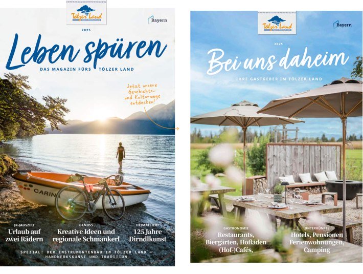 Titelbild des &quot;Magazins Leben spüren 2025&quot; und Titelbild des Gastgeber- und Kulinarikbeilegers